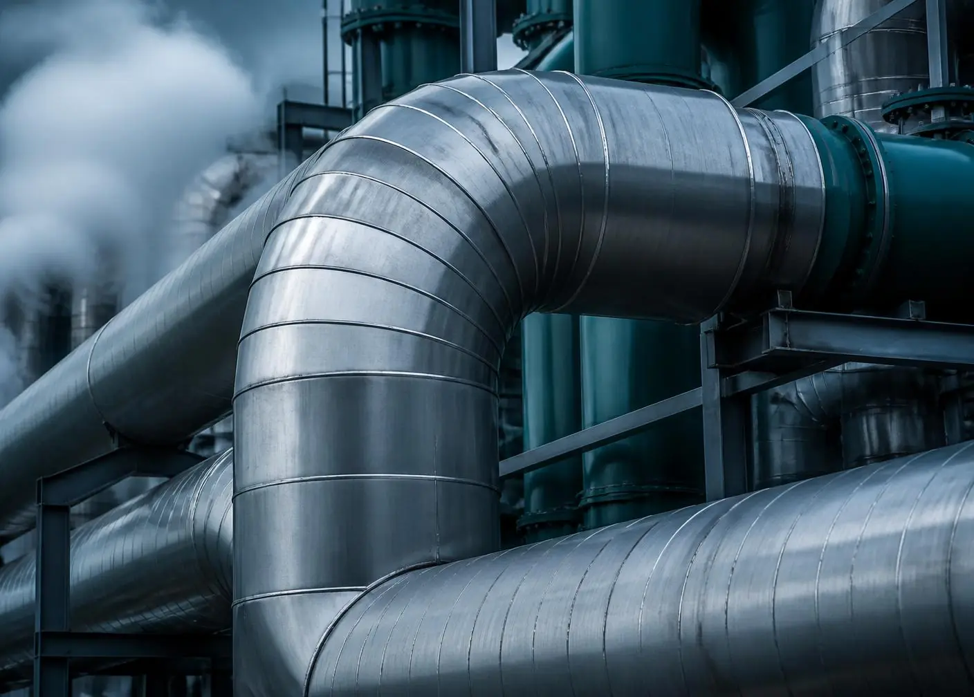 Insulated steam pipelines at a geothermal power plant